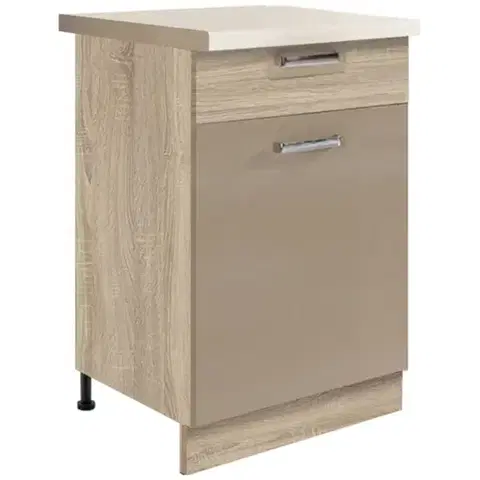 Kuchynské skrinky stojace Kuchynská skrinka Premio 4D sonoma/cappuccino lesk