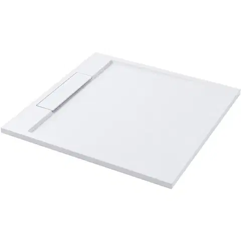Vane CERANO - Sprchová vanička štvorcová Loro - liaty mramor - biela matná - 90x90x3,5 CER-437087