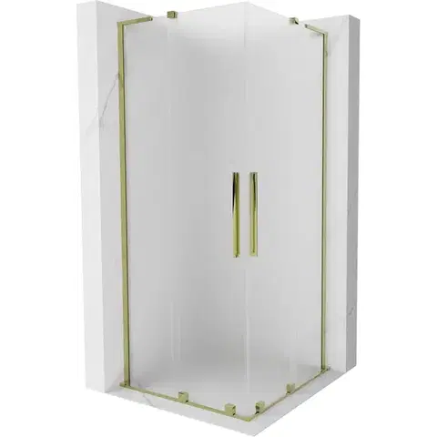 Sprchovacie kúty MEXEN/S - Velar L Duo sprchovací kút, posuvné dvere 100 x 100, dekor, zlato 871-100-100-02-33-50