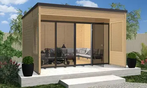 Zahradné domčeky Luxusný drevený záhradný domček Cubilis 2.0 (3,8x4,8m) Weka