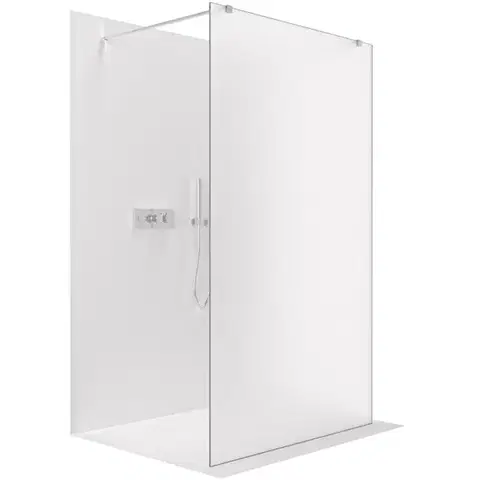 Sprchové dvere CERANO - Sprchová zástena Walk-in Onyx Duo Ľ/P - 8 mm - hranatá vzpera - chróm, mliečne sklo - 80x200 CER-8050BD1866