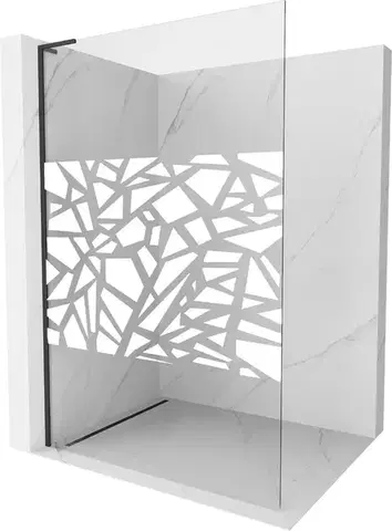 Sprchové dvere MEXEN/S - Kioto L Sprchová zástena WALK-IN 70 x 200, biely vzor, čierna 800-070-103-70-85