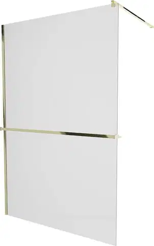 Sprchové dvere MEXEN/S - KIOTO Sprchová zástena WALK-IN s poličkou a držiakom uterákov 80 x 200, matné sklo 8 mm, zlatá 800-080-121-50-30