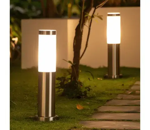 Záhradné lampy BRILAGI - Vonkajšie svietidlo NOVA 1xE27/15W/230V 40 cm IP44 matný chróm FG-KH142PSH-40-SIL