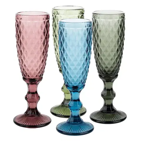 Poháre KONDELA Veritas Typ 4 pohár na šampanské (4 ks) 150 ml kombinácia farieb