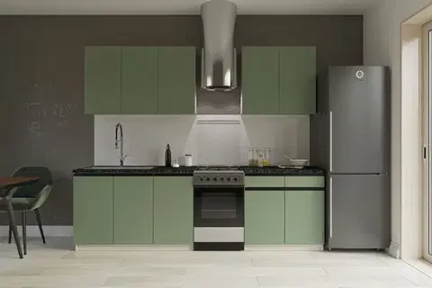 Kuchynské linky SILVER jednoduchá kuchynská linka 200 cm, dymovo zelená