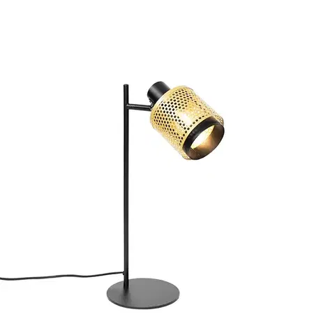 Stolné lampy Priemyselná stolná lampa čierna so zlatom - Kayden