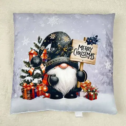 Dekoračné vankúše Vianočný vankúš antialergický Trpaslik sivý 45x45cm TiaHome
