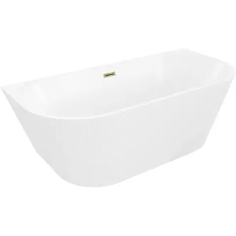 Vane MEXEN/S - Oris voľne stojaca vaňa nástenná reliéf 170 x 80, biela, sifón a prepad zlatá kartáčovaná 52871708000-55