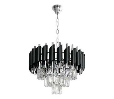 Svietidlá  Luster na reťazi CRISTAL 5xE14/10W/230V, priemer 38 cm, čierna / matný chróm ML2519