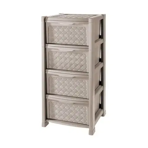 Komody Kinekus Komoda plastová, 4-poschodová, 38,5x39x82,5cm mokka, "Arianna", TONTARELLI