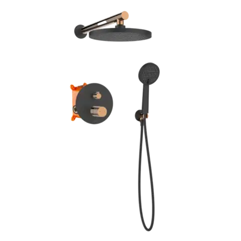 Kúpeľňové batérie INVENA - Podomietková sada s batériou Moonlight Trend, čierna/rose gold BS-77-014-V