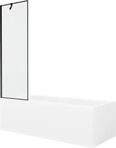 Sprchové dvere MEXEN/S - Cubik obdĺžniková vaňa 150 x 70 cm s panelom + vaňová zástena 60, čierna vzor 550315070X9506007070