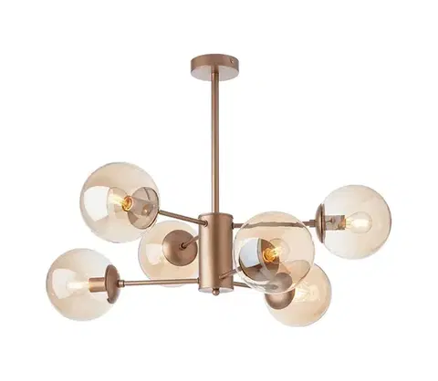 Svietidlá Redo 01-2943 - Luster na tyči MUNDI 6xE14/28W/230V meď/dymová 01-2943