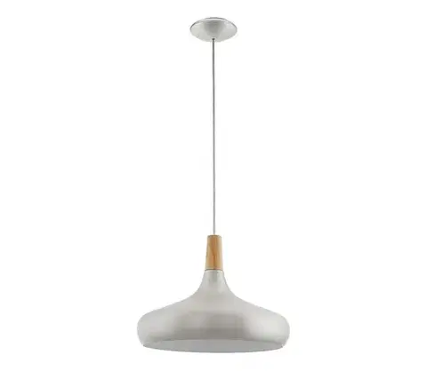 Svietidlá Eglo 901182 – závesné svietidlo na lankovom uchytení SABINAR, 1×E27/40 W/230 V, priemer 40 cm, strieborné 901182