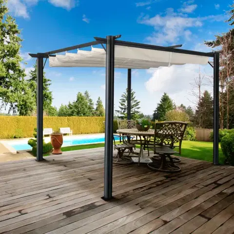Záhradné pergoly Hliníková pergola PEPY BASIC so zaťahovacou strechou Tempo Kondela