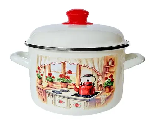 Hrnce MAKRO - Hrniec smalt 14cm 1,5l s pokrievkou Rustika