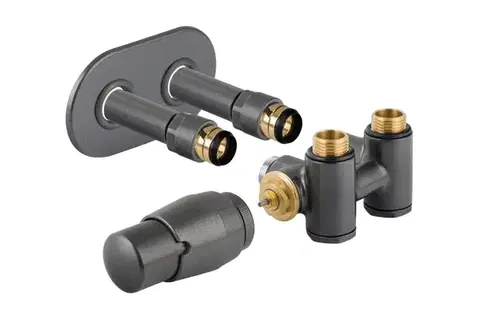 Radiátory do kúpeľne HOPA - THERMCOMB-SET, stredový ventil (Z4K) s pripojením pre elektrickú tyč - Farba - Anthracite, Variant - Ľavá RDTHERMCOMSETLA