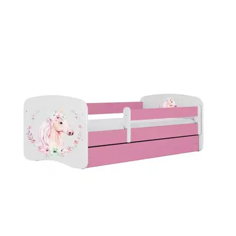 Postele pre dievčatá Detská Posteľ. Babydreams+Sz+M ružová 80x160 Kôň