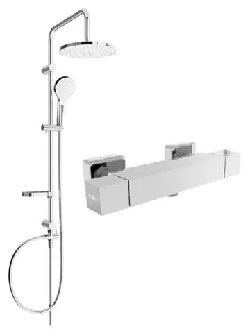 Sprchy a sprchové panely MEXEN/S - Erik sprchový stĺp vrátane sprchovej termostatickej batérie Cube, chróm 77200205-00