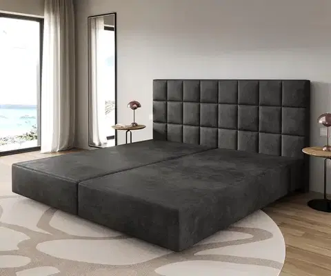 Postele Boxspring DELIFE Boxspring posteľ Dream-Fine mikrovlákno antracitová vintage 200×200 cm