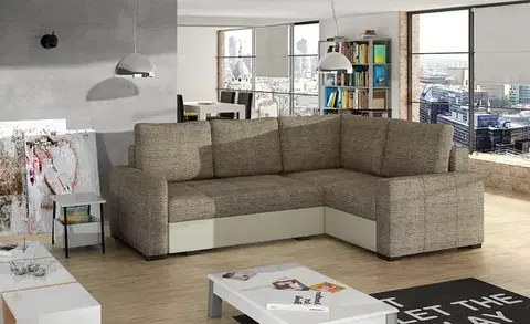 Sedacie súpravy NABBI Castelo P rohová sedačka s rozkladom a úložným priestorom cappuccino / béžová