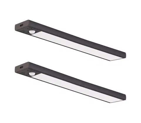 Svietidlá  SADA 2x nabíjateľné LED nábytkové osvetlenie so senzorom VIRO LED/1,2W/800 mAh 30cm CCT čierna EKB2579