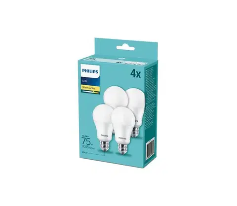 LED osvetlenie SADA 4x LED Žiarovka Philips A60 E27/10,5W/230V 2700K 8718699694982