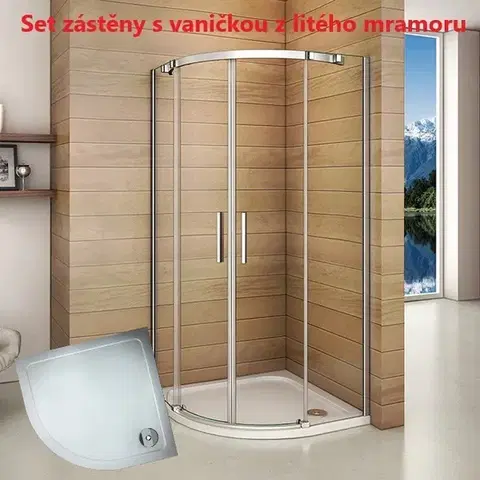 Sprchovacie kúty H K - Štvrťkruhový sprchovací kút HARMONY S4 90 cm s dvojdielnymi posuvnými dverami a sprchovou vaničkou z liateho mramoru SE-HARMONYS490 / ROCKY-90Q