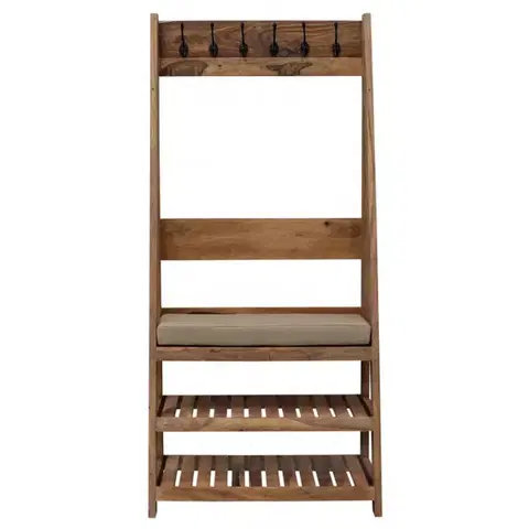 Vešiaky na stenu Vešiak Rami s 6 háčikmi 80x175x40 indický masív palisander