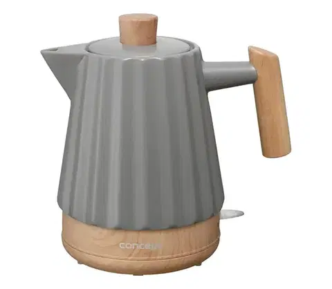 Predlžovacie káble Concept RK0092 - Rýchlovarná kanvica 1,5 l, 1500 W / 230 V, tmavosivá / drevený dekor / keramika rk0092