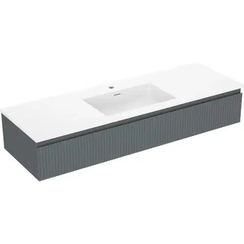 Kúpeľňový nábytok MEXEN/S - Rivel kúpeľňová skrinka 140 cm s umývadlom Otis, 1 šuplík, reliéf, grafit mat/biela mat - 91A20-14023-1-BF66-W18M0 91A20-14023-1-BF66-W18M01