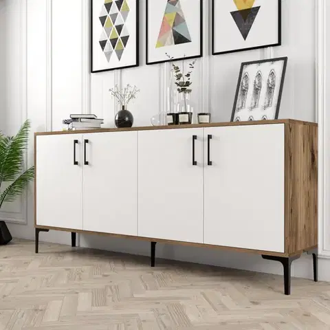 Komody Konzolový stolík Kiev - Walnut, White