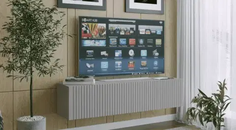 TV stolíky ArtExt Závesný TV stolík JOY | 150 cm Farba: Sivá (drážky)