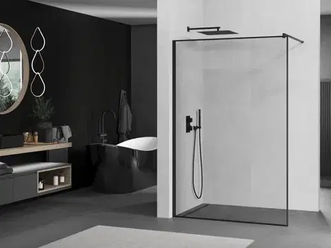 Sprchovacie kúty OLSEN SPA - Walk-in sprchovací kút ALGORA BLACK - FARBA rámu - Čierna, Rozmer A - 110, Rozmer C - 195, Smer zatvárania - Univerzálne Ľavé / Pravé, Výplň - Maľované bezpečnostné sklo - 6 mm OLBALGO110BC