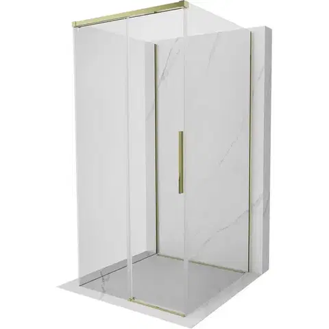 Sprchovacie kúty MEXEN/S - Rox-3S sprchovací kút 3 stenný, posuvný 120 x 120, transparent, zlato 8C2-120-120-50-00-3S