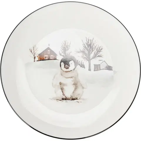 Taniere Porcelánový plytký tanier Winter Penguin, 27 x 2,6 cm
