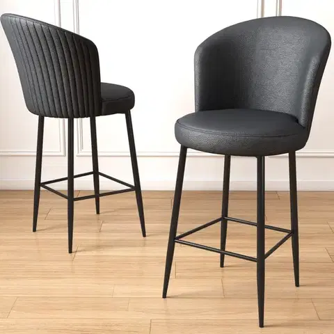 Barové stoličky Bar Stool Set (2 Pieces) Uras - Anthracite, Black