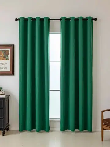 Závesy MKLozkoviny.sk Blackout závesy Elias tmavozelená – 140 × 160 cm (2 ks) - krúžky