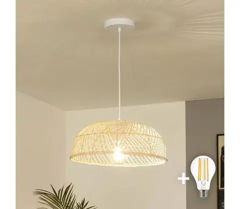 Svietidlá BRILAGI - LED luster na lanku CERIA BOHO 1xE27/40W/230V pr. 40 cm ratan EG300171+EG781131