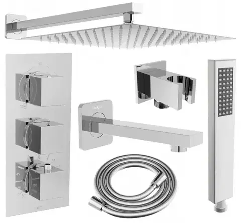 Vaňové panely MEXEN/S - Cube DR02 podomietkový vaňový SET s vytokovou hubicou + slim sprcha 25, chróm 77503DR0225-00