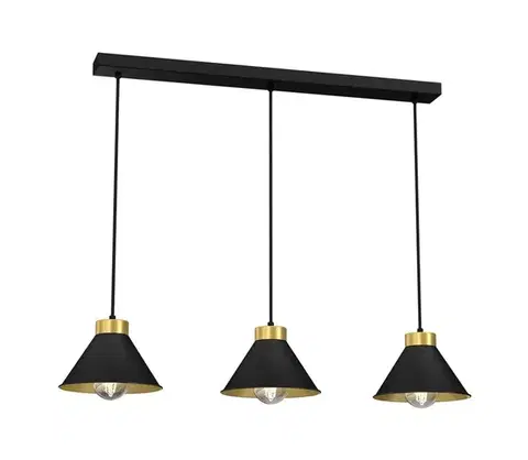 Svietidlá  Luster na lanku DEMET 3xE27/60W/230V čierna/zlatá 0628