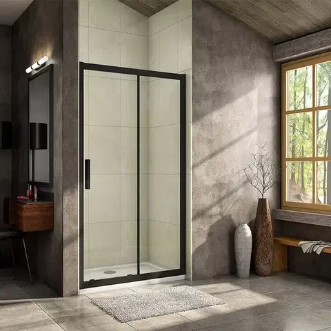 Sprchovacie kúty H K - Luxusné posuvné sprchové dvere ALTO BLACK 106- 110x195cm Ľ/P so Soft close zatváraním SE-ALTOBLACK110SET
