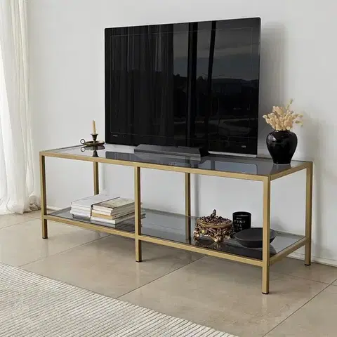 TV stolíky TV stolík Basic - Dark Grey, Gold