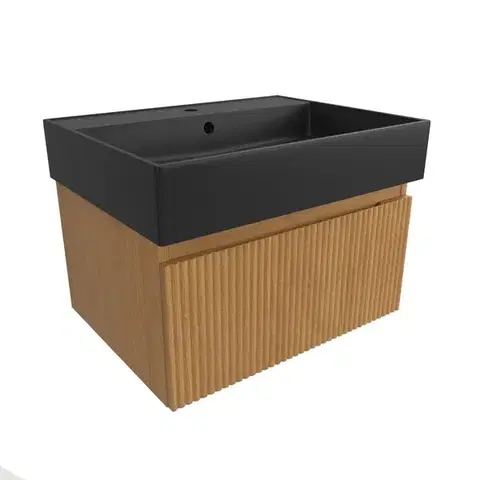 Kúpeľňový nábytok Kúpeľňová skrinka s umývadlom SAT Evolution 58x30x44, 5 cm dub medový mat SATEVO60DMU2B SATEVO60DMU2B