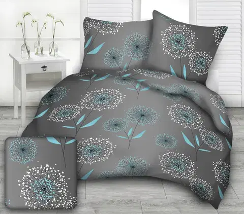 Obliečky Obliečky krepové Púpava modrá TiaHome - 1x Vankúš 90x70cm, 1x Paplón 140x200cm