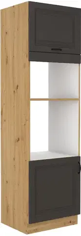 Kuchynské skrinky STELLA 60 DPM vysoká skrinka na vstavanú rúru, šedá/dub Artisan