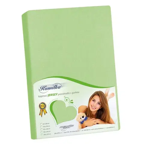 Plachty Bellatex Jersey prestieradlo Kamilka jarná zelená, 220 x 200 cm