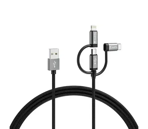 Predlžovacie káble Varta 57937101111 - USB kábel 3v1 s konektorem Lightning a Micro USB 2m 57937101111