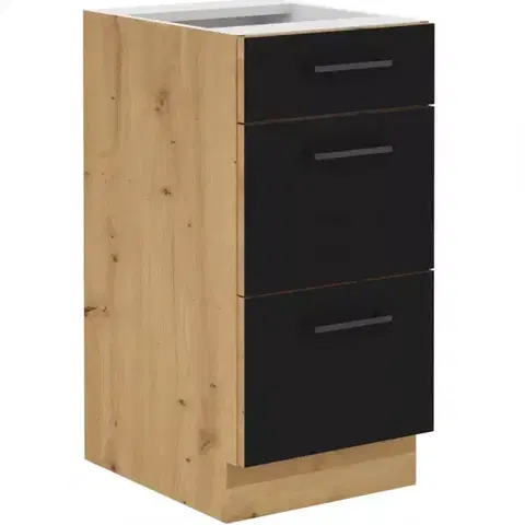 Kuchynské skrinky stojace Skrinka do kuchyne Modena  40d 3s bb čierny/dub artisan